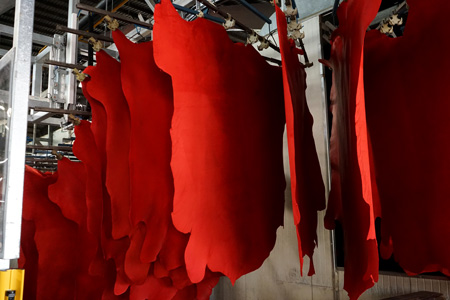 Échantillons de cuirs rouge