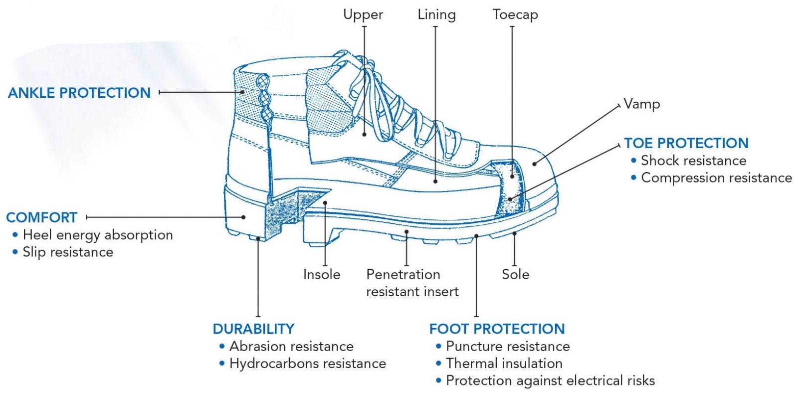 Illustration of a safety shoe design